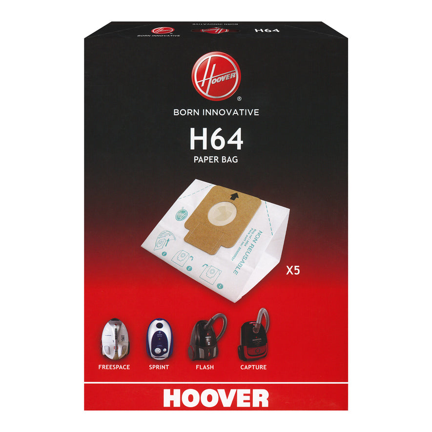 Genuine Hoover Paper Vacuum Bags (Pack of 5) - H64^000