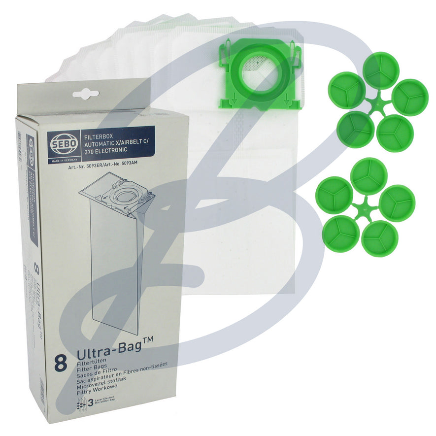 Genuine Sebo X Microfibre Bags (x8). Replacement Bags (SMS Microfibre) for your SEBO appliance. | The Bag Lady