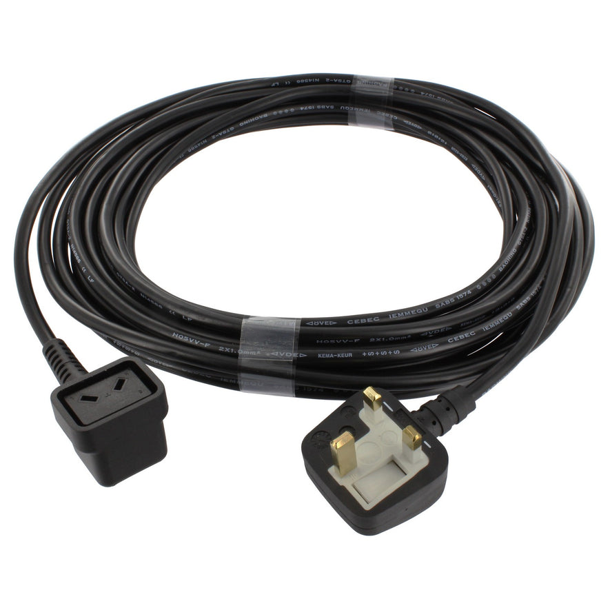 Genuine Numatic Black Cable & 13A Plug Assembly (2-Pin Connector, 10m) - 236009^000