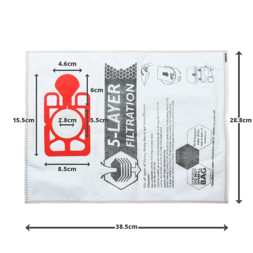 Compatible VB390H10P for Numatic 'NVM-1CH' Plain Polybag Microfibre Bags (x10) - VB390H10P^000
