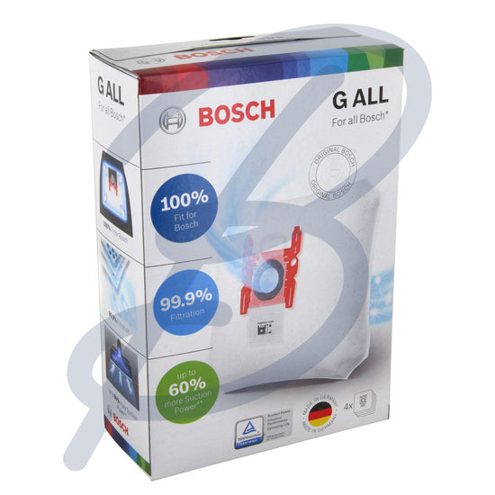 Genuine Bosch 'Type G ALL' Microfibre Bags (x4). Replacement Bags (SMS Microfibre) for your Bosch appliance. | The Bag Lady